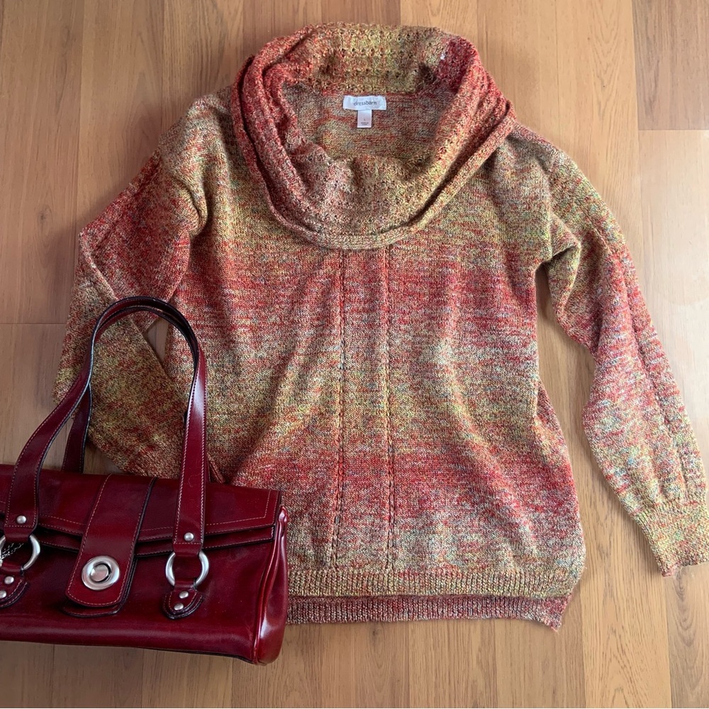 Multicolored Cowl Neck Sweater